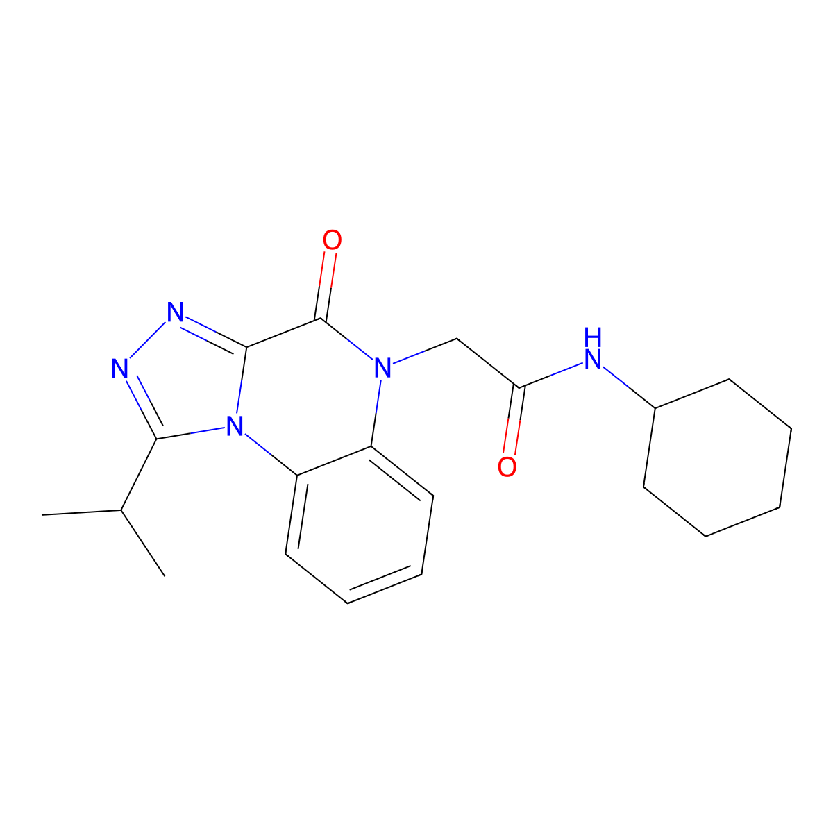 N-cyclohexyl-2-(1-isopropyl-4-oxo-[1,2,4]triazolo[4,3-a]quinoxalin-5(4H)-yl)acetamide molecular structure, CAS 1357966-20-1