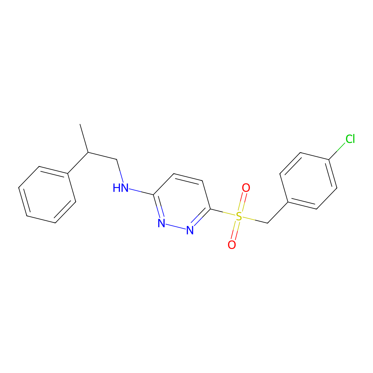 6-((4-chlorobenzyl)sulfonyl)-N-(2-phenylpropyl)pyridazin-3-amine molecular structure, CAS 1357966-48-3