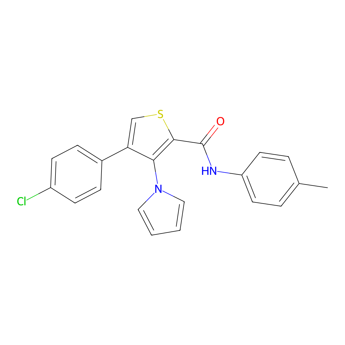 4-(4-chlorophenyl)-N-(4-methylphenyl)-3-(1H-pyrrol-1-yl)thiophene-2-carboxamide molecular structure, CAS 1357968-79-6