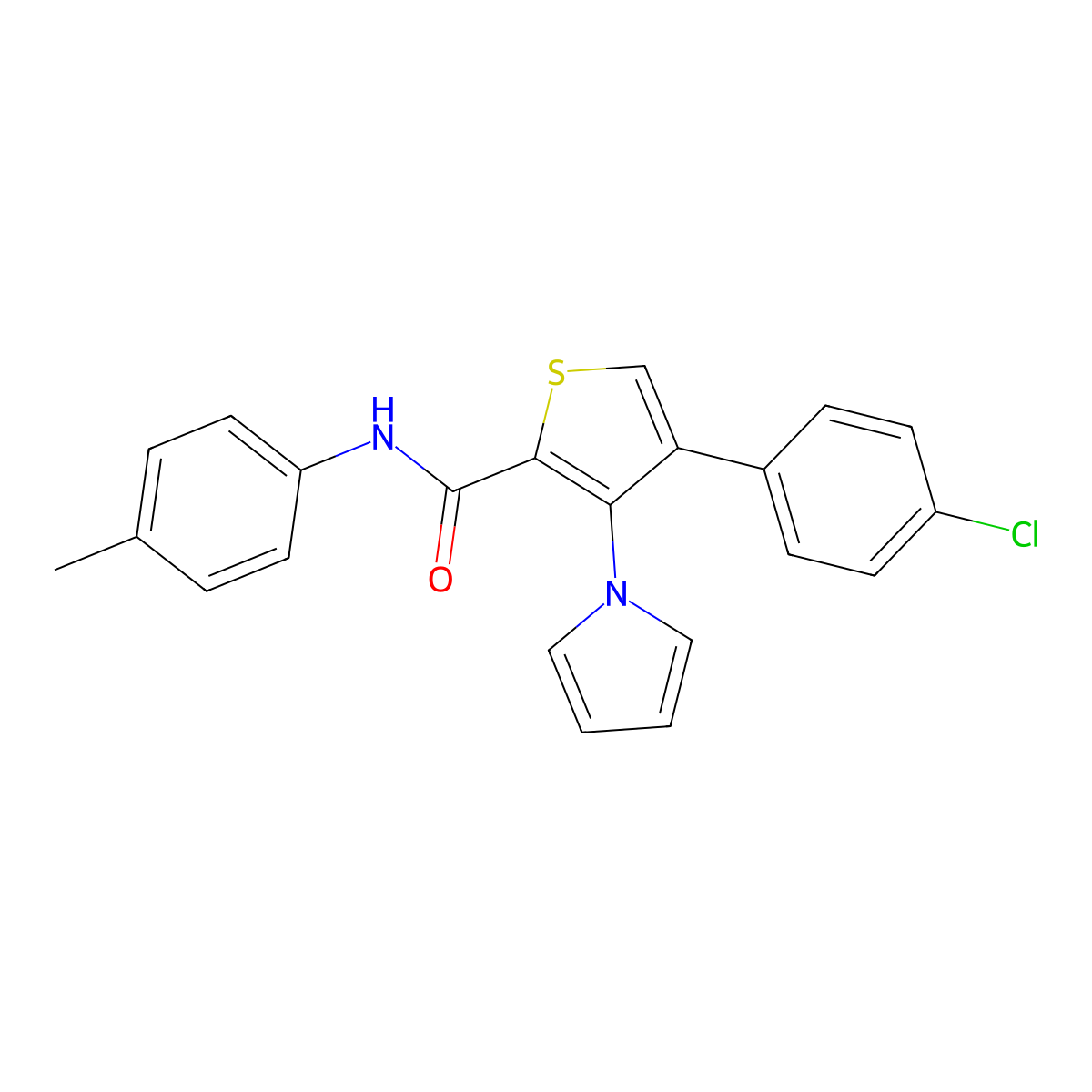 4-(4-chlorophenyl)-N-(4-methylphenyl)-3-(1H-pyrrol-1-yl)thiophene-2-carboxamide molecular structure, CAS 1357968-79-6