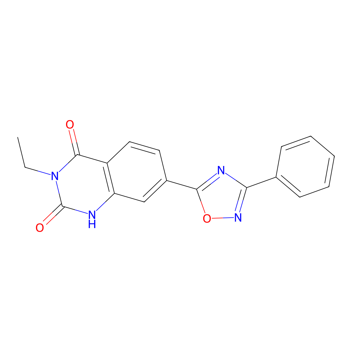 3-ethyl-7-(3-phenyl-1,2,4-oxadiazol-5-yl)quinazoline-2,4(1H,3H)-dione molecular structure, CAS 1357972-93-0
