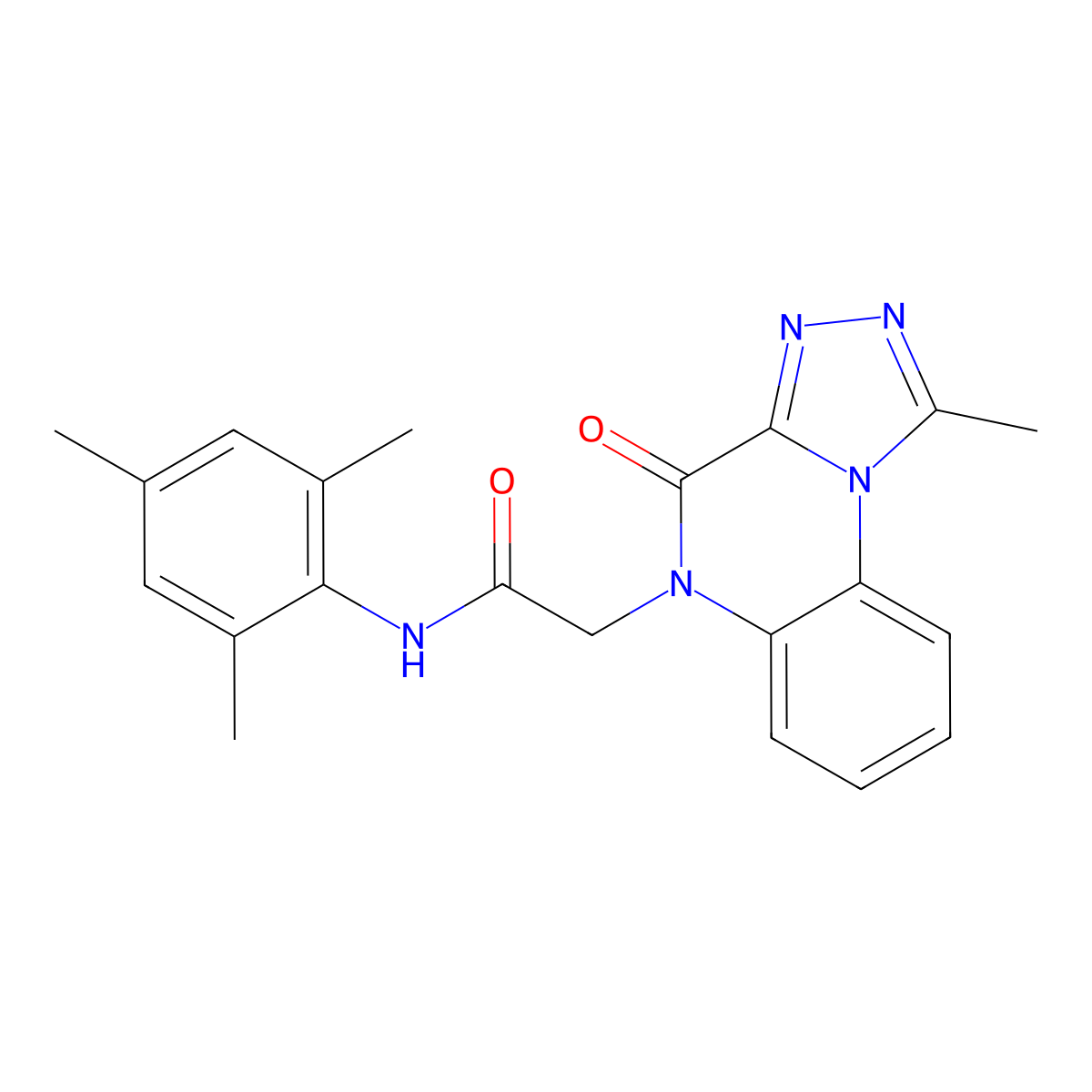 N-mesityl-2-(1-methyl-4-oxo-[1,2,4]triazolo[4,3-a]quinoxalin-5(4H)-yl)acetamide molecular structure, CAS 1357974-40-3