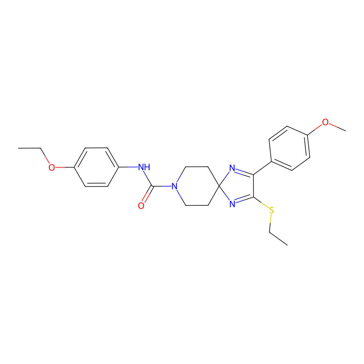 N-(4-ethoxyphenyl)-2-(ethylthio)-3-(4-methoxyphenyl)-1,4,8-triazaspiro[4.5]deca-1,3-diene-8-carboxamide molecular structure, CAS 1357975-25-7