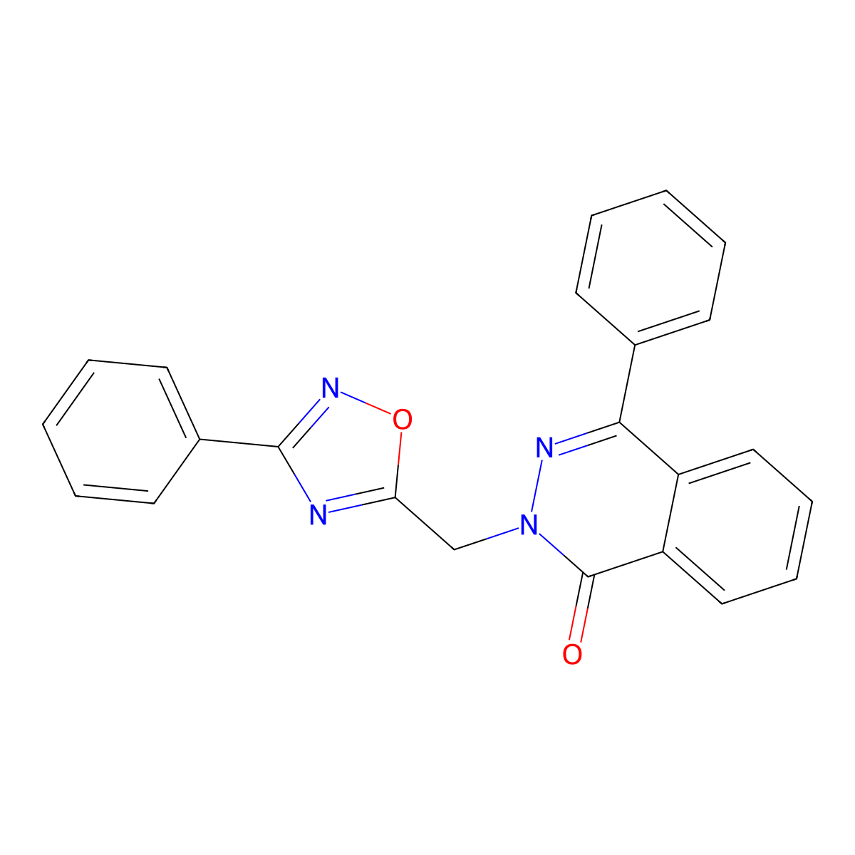 4-Phenyl-2-[(3-phenyl-1,2,4-oxadiazol-5-yl)methyl]-1,2-dihydrophthalazin-1-one molecular structure, CAS 1357979-12-4