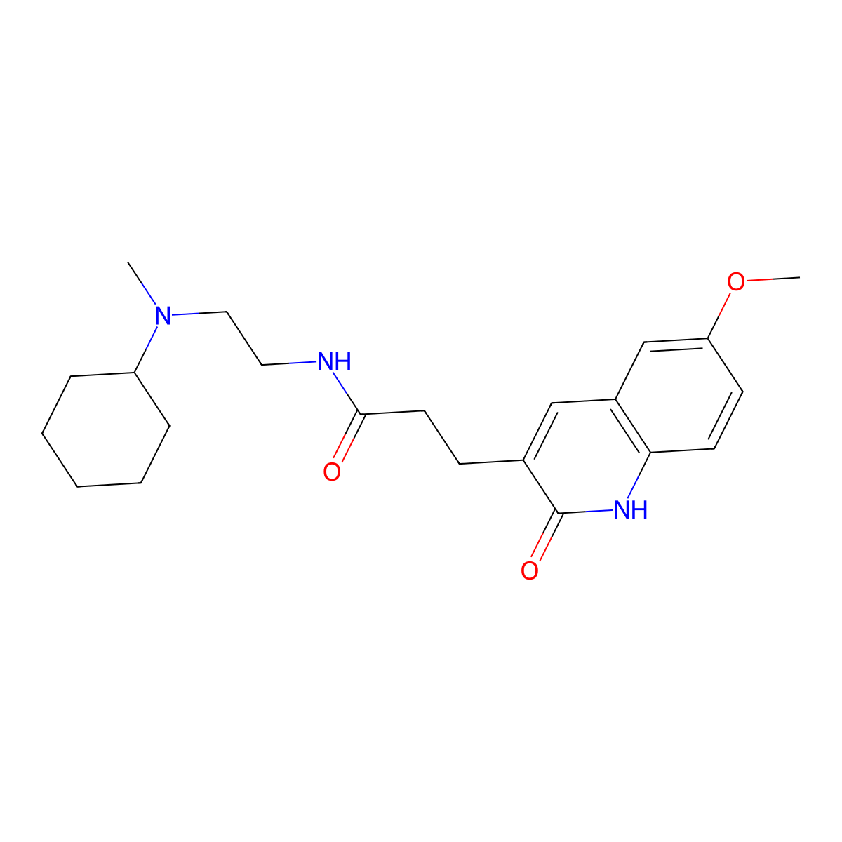 N-{2-[cyclohexyl(methyl)amino]ethyl}-3-(2-hydroxy-6-methoxyquinolin-3-yl)propanamide molecular structure, CAS 1357988-99-8