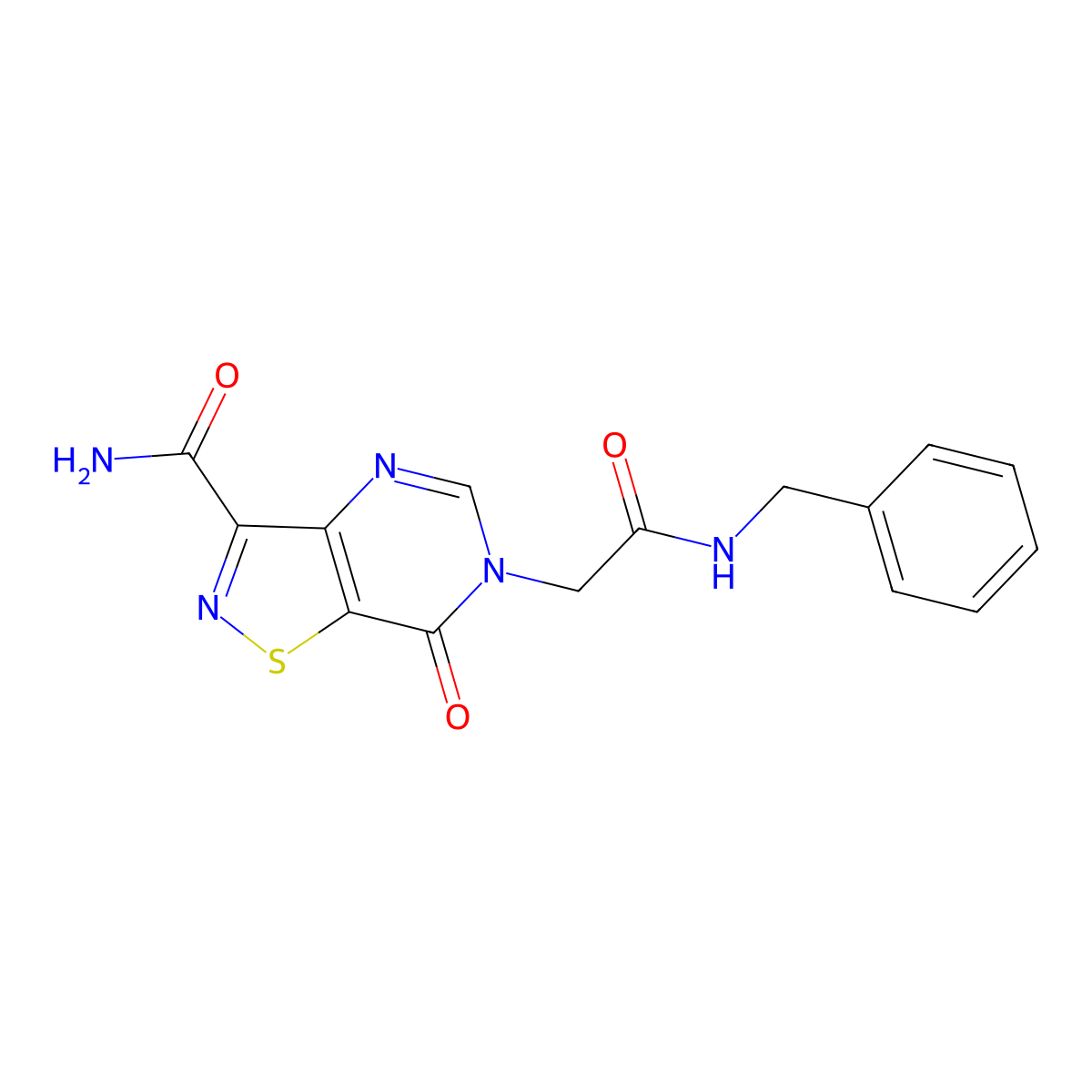 6-[(benzylcarbamoyl)methyl]-7-oxo-6H,7H-[1,2]thiazolo[4,5-d]pyrimidine-3-carboxamide molecular structure, CAS 1357992-24-5