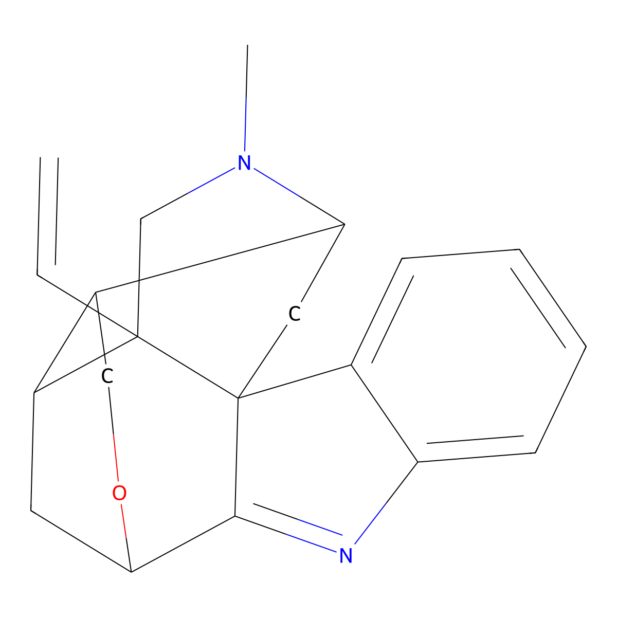 15-Ethenyl-13-methyl-19-oxa-3,13-diazahexacyclo[14.3.1.02,10.04,9.010,15.012,17]icosa-2,4,6,8-tetraene molecular structure, CAS 1358-76-5