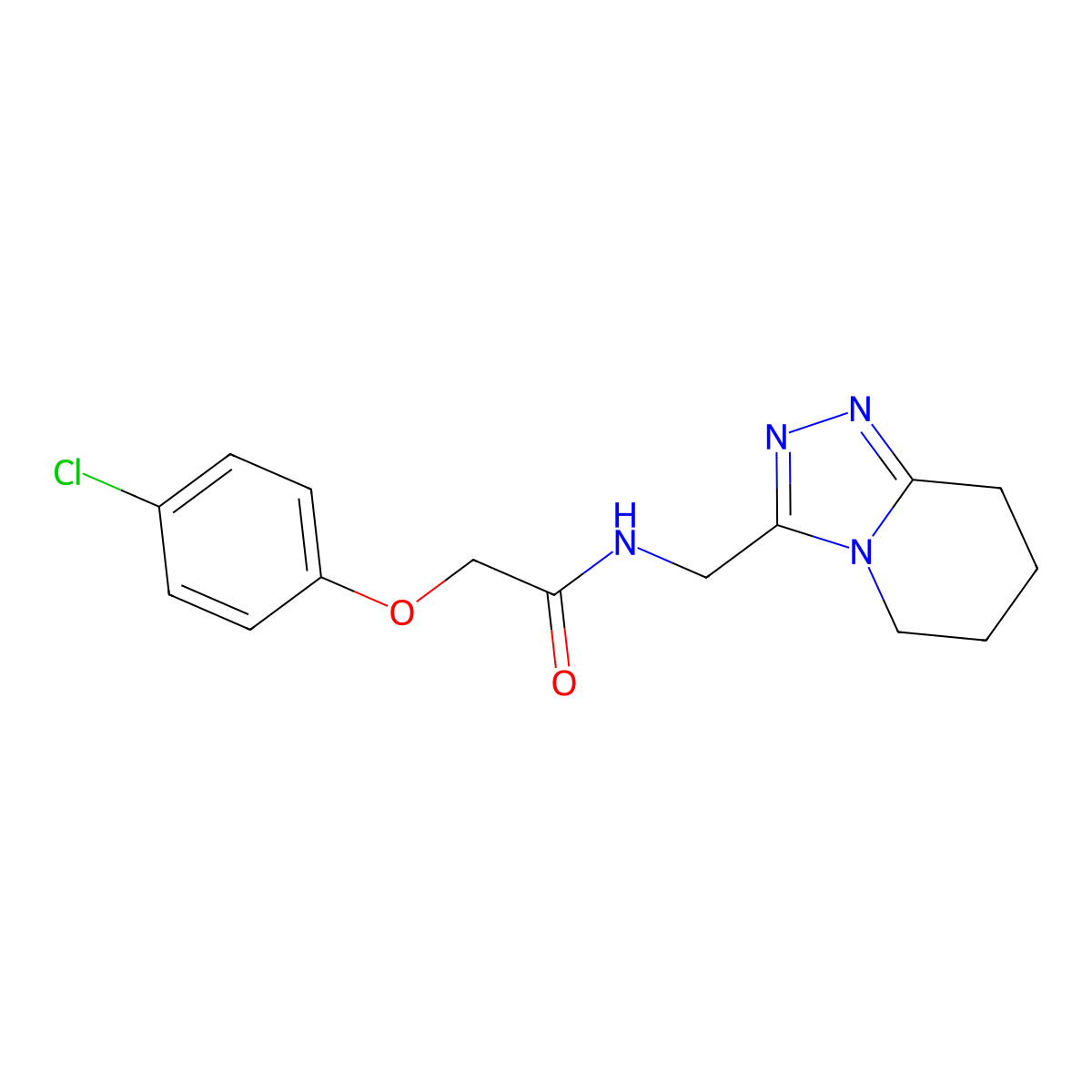 2-(4-chlorophenoxy)-N-({5H,6H,7H,8H-[1,2,4]triazolo[4,3-a]pyridin-3-yl}methyl)acetamide molecular structure, CAS 1358021-03-0
