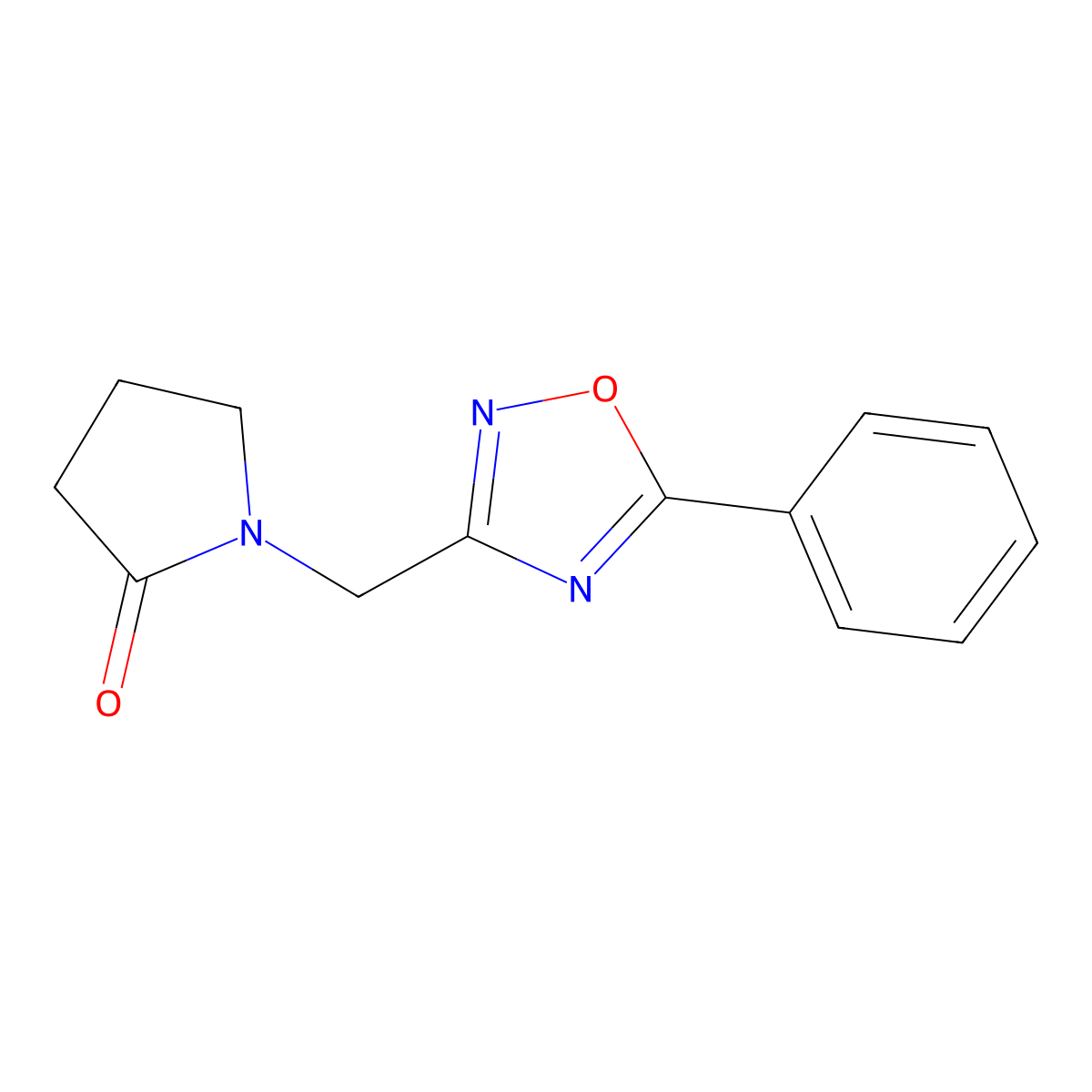 1-[(5-Phenyl-1,2,4-oxadiazol-3-yl)methyl]pyrrolidin-2-one molecular structure, CAS 1358021-10-9