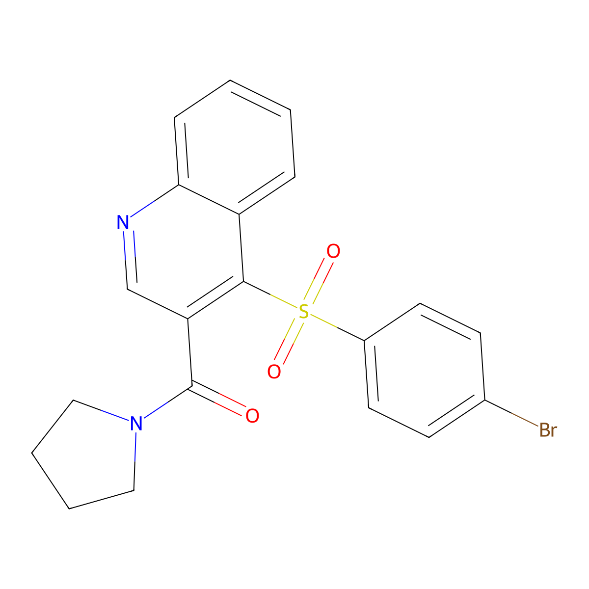 4-(4-Bromobenzenesulfonyl)-3-(pyrrolidine-1-carbonyl)quinoline molecular structure, CAS 1358024-75-5