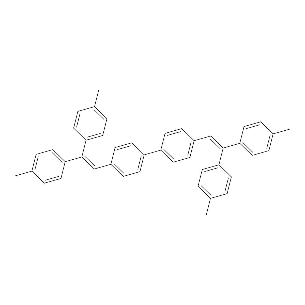 1,1'-Biphenyl, 4,4'-bis[2,2-bis(4-methylphenyl)ethenyl]- molecular structure, CAS 135804-06-7