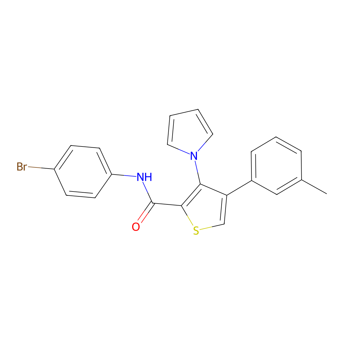 N-(4-bromophenyl)-4-(3-methylphenyl)-3-(1H-pyrrol-1-yl)thiophene-2-carboxamide molecular structure, CAS 1358042-03-1