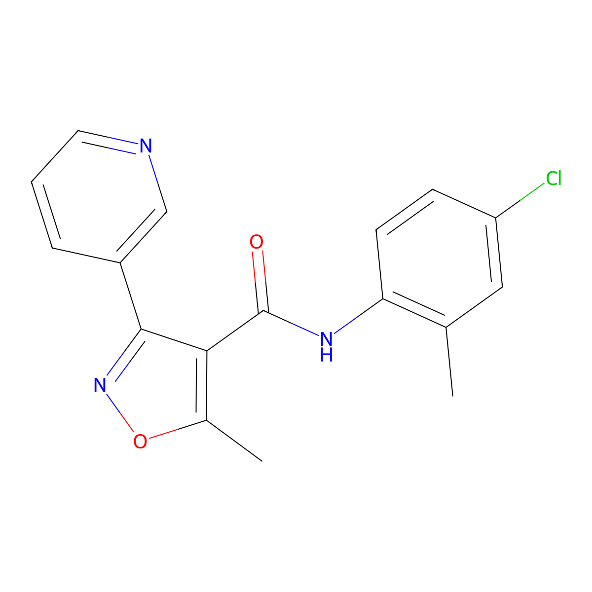 N-(4-chloro-2-methylphenyl)-5-methyl-3-(pyridin-3-yl)-1,2-oxazole-4-carboxamide molecular structure, CAS 1358044-81-1