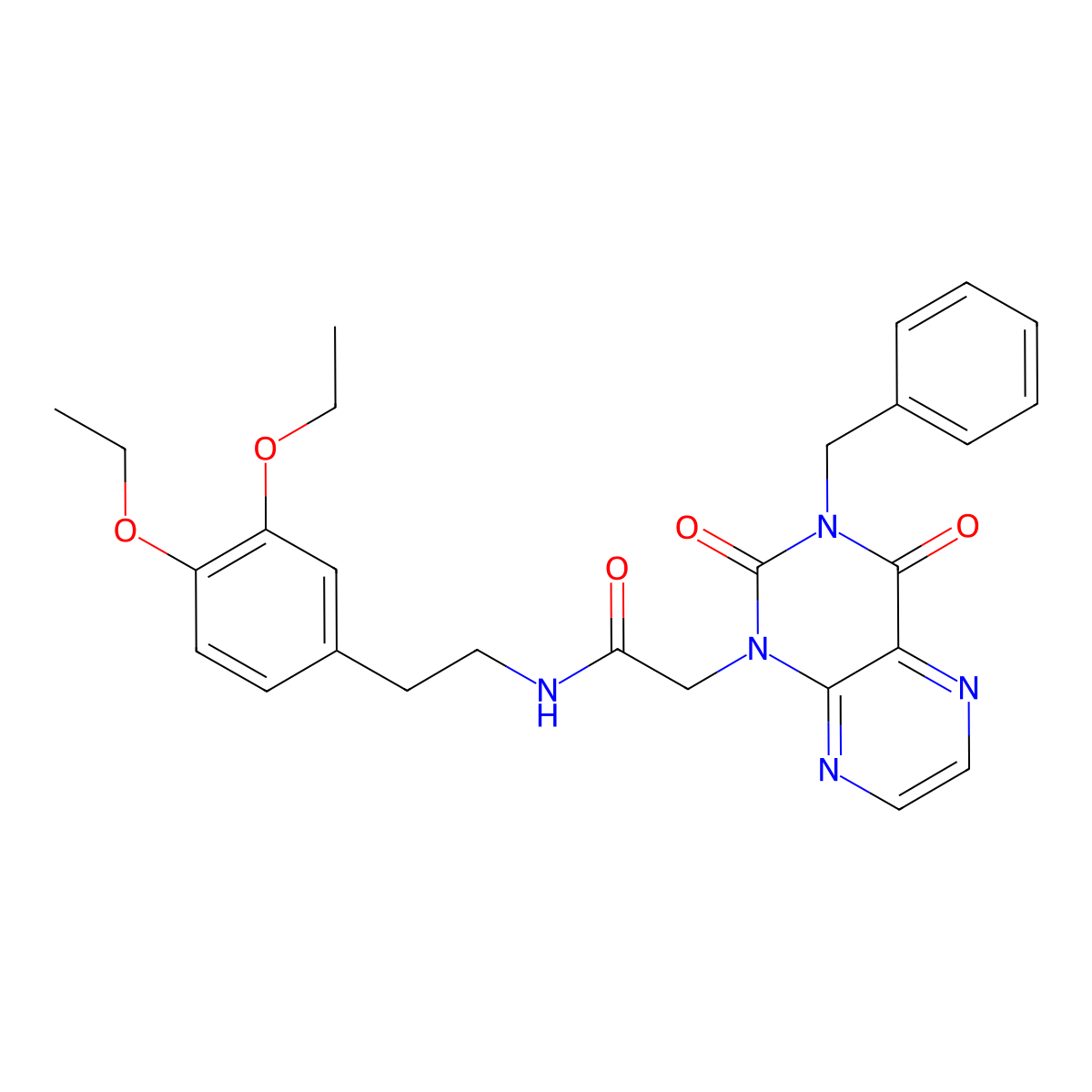 2-(3-benzyl-2,4-dioxo-3,4-dihydropteridin-1(2H)-yl)-N-(3,4-diethoxyphenethyl)acetamide molecular structure, CAS 1358045-79-0