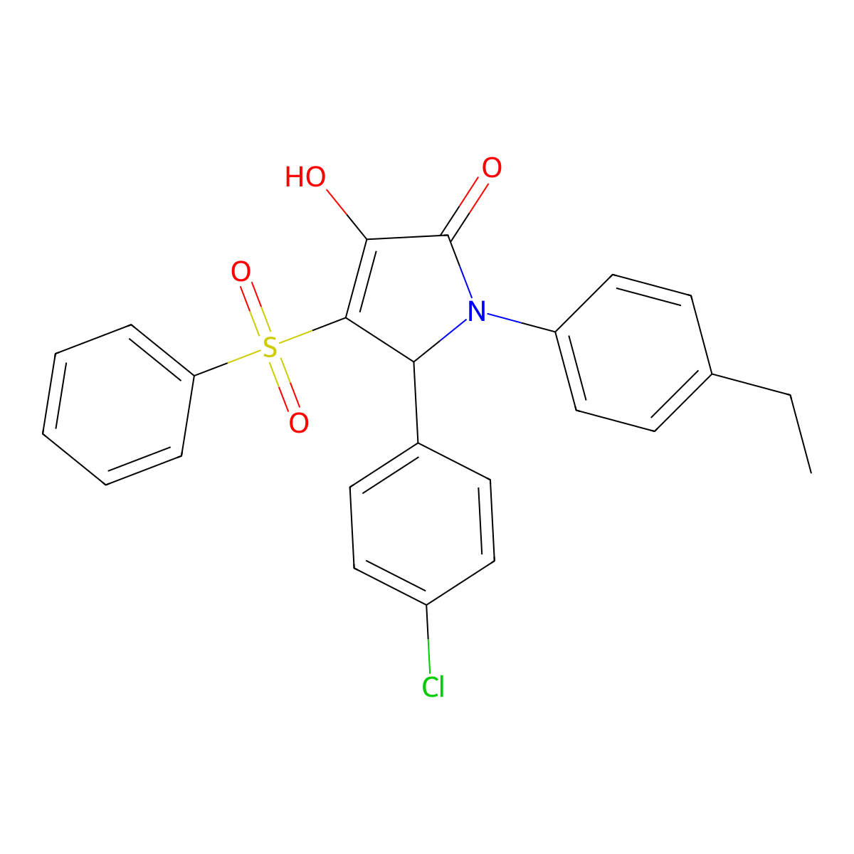 5-(4-chlorophenyl)-1-(4-ethylphenyl)-3-hydroxy-4-(phenylsulfonyl)-1H-pyrrol-2(5H)-one molecular structure, CAS 1358046-22-6