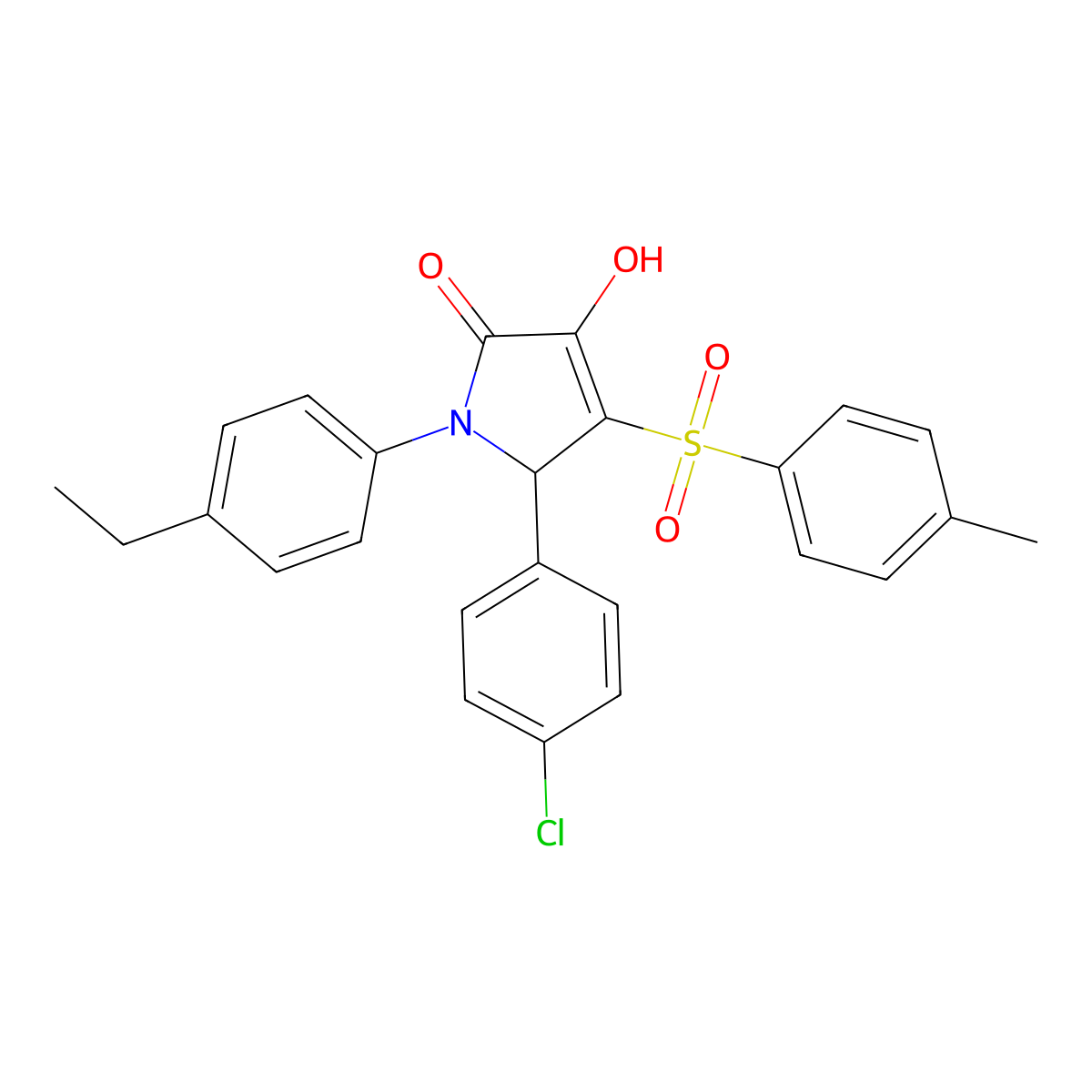 5-(4-chlorophenyl)-1-(4-ethylphenyl)-3-hydroxy-4-tosyl-1H-pyrrol-2(5H)-one molecular structure, CAS 1358046-59-9