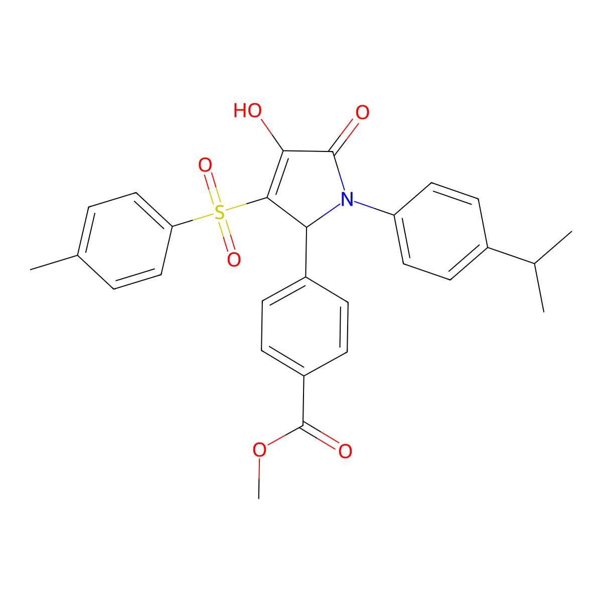 methyl 4-(4-hydroxy-1-(4-isopropylphenyl)-5-oxo-3-tosyl-2,5-dihydro-1H-pyrrol-2-yl)benzoate molecular structure, CAS 1358046-68-0