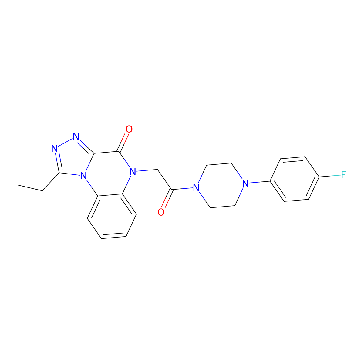 1-ethyl-5-{2-[4-(4-fluorophenyl)piperazin-1-yl]-2-oxoethyl}[1,2,4]triazolo[4,3-a]quinoxalin-4(5H)-one molecular structure, CAS 1358048-46-0