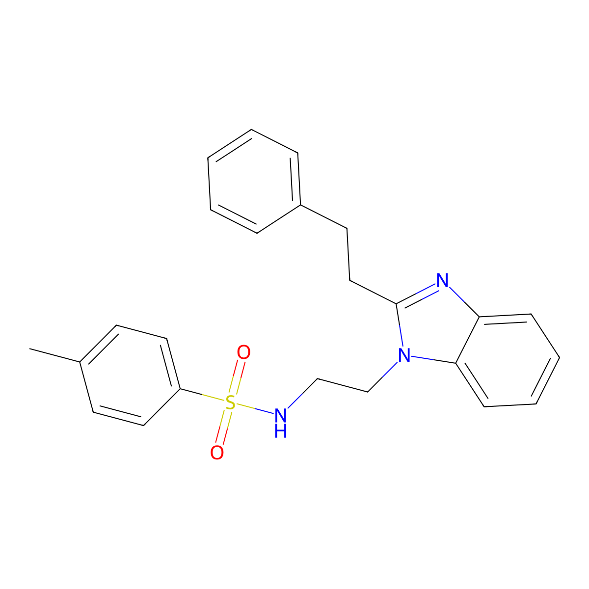 4-methyl-N-{2-[2-(2-phenylethyl)-1H-benzimidazol-1-yl]ethyl}benzenesulfonamide molecular structure, CAS 1358050-00-6