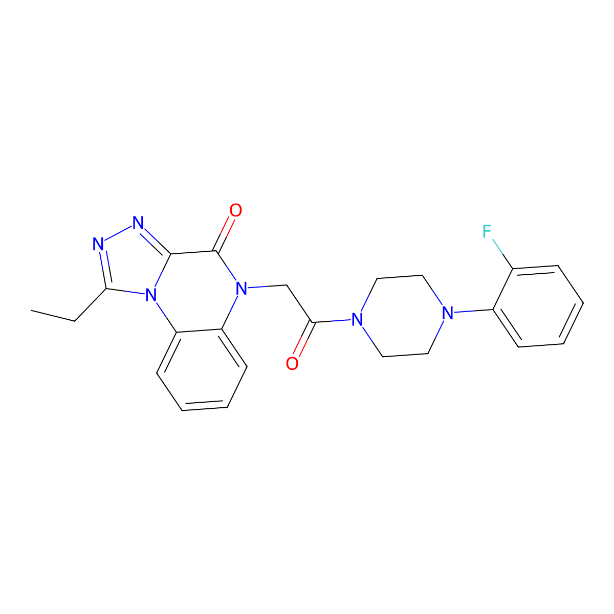 1-ethyl-5-{2-[4-(2-fluorophenyl)piperazin-1-yl]-2-oxoethyl}[1,2,4]triazolo[4,3-a]quinoxalin-4(5H)-one molecular structure, CAS 1358053-39-0
