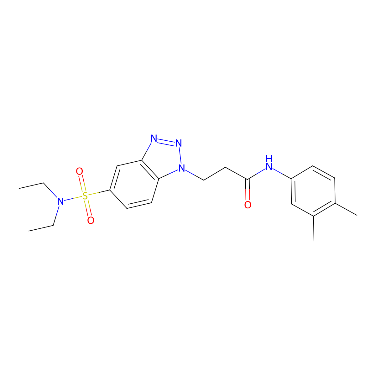 3-{5-[(diethylamino)sulfonyl]-1H-1,2,3-benzotriazol-1-yl}-N-(3,4-dimethylphenyl)propanamide molecular structure, CAS 1358054-68-8
