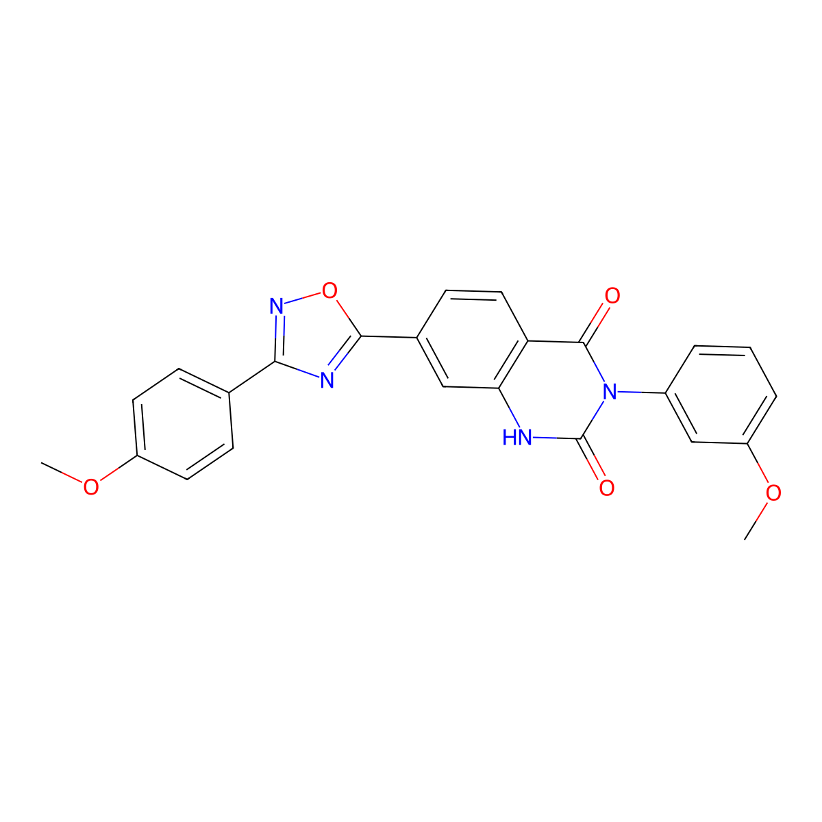 3-(3-methoxyphenyl)-7-(3-(4-methoxyphenyl)-1,2,4-oxadiazol-5-yl)quinazoline-2,4(1H,3H)-dione molecular structure, CAS 1358056-39-9