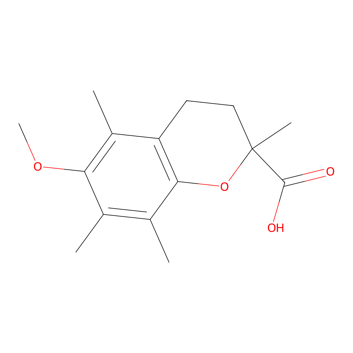 (S)-6-Methoxy-2,5,7,8-tetramethylchromane-2-carboxylic acid molecular structure, CAS 135806-59-6