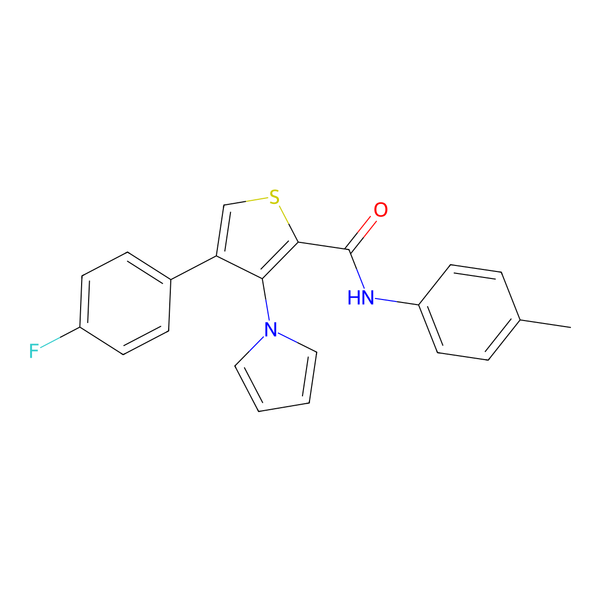 4-(4-fluorophenyl)-N-(4-methylphenyl)-3-(1H-pyrrol-1-yl)thiophene-2-carboxamide molecular structure, CAS 1358060-14-6