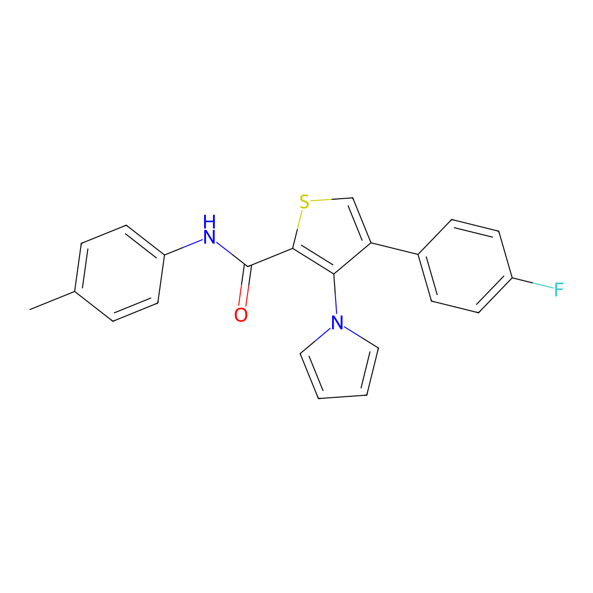 4-(4-fluorophenyl)-N-(4-methylphenyl)-3-(1H-pyrrol-1-yl)thiophene-2-carboxamide molecular structure, CAS 1358060-14-6