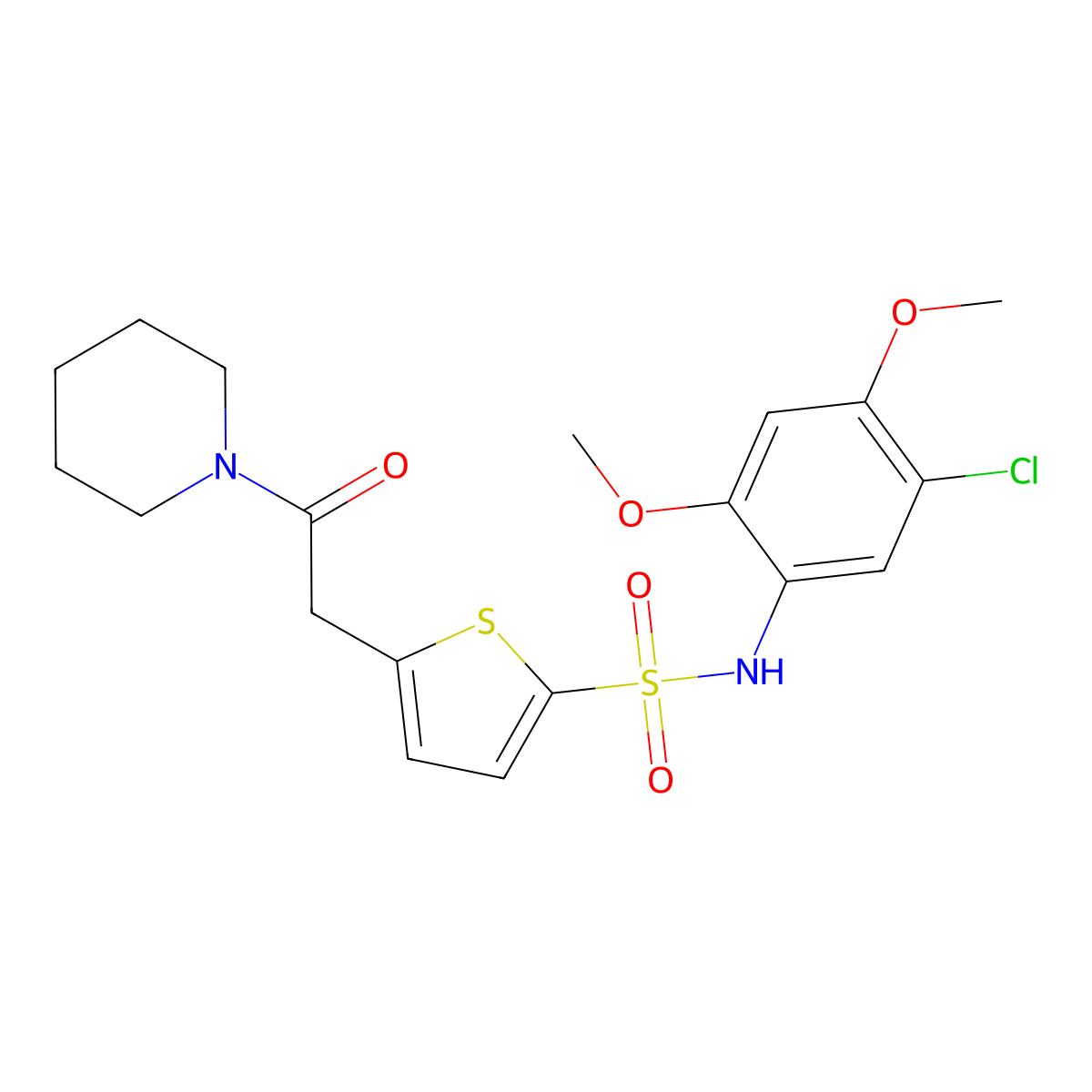 N-(5-Chloro-2,4-dimethoxyphenyl)-5-[2-oxo-2-(piperidin-1-YL)ethyl]thiophene-2-sulfonamide molecular structure, CAS 1358067-85-2