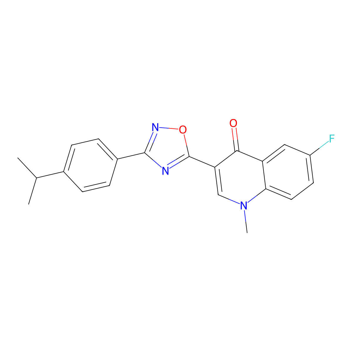 6-fluoro-3-(3-(4-isopropylphenyl)-1,2,4-oxadiazol-5-yl)-1-methylquinolin-4(1H)-one molecular structure, CAS 1358070-21-9