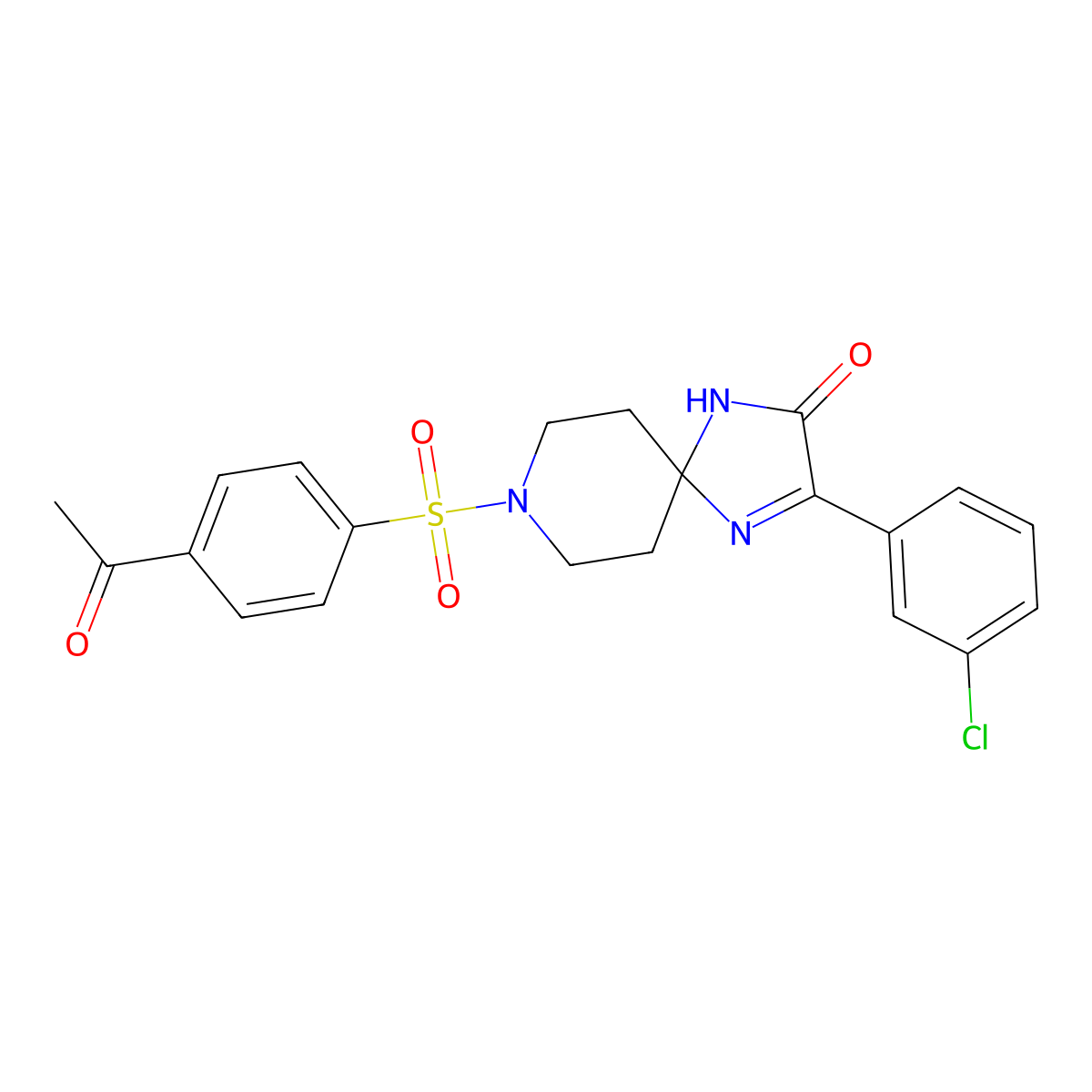 8-((4-Acetylphenyl)sulfonyl)-3-(3-chlorophenyl)-1,4,8-triazaspiro[4.5]dec-3-en-2-one molecular structure, CAS 1358077-26-5