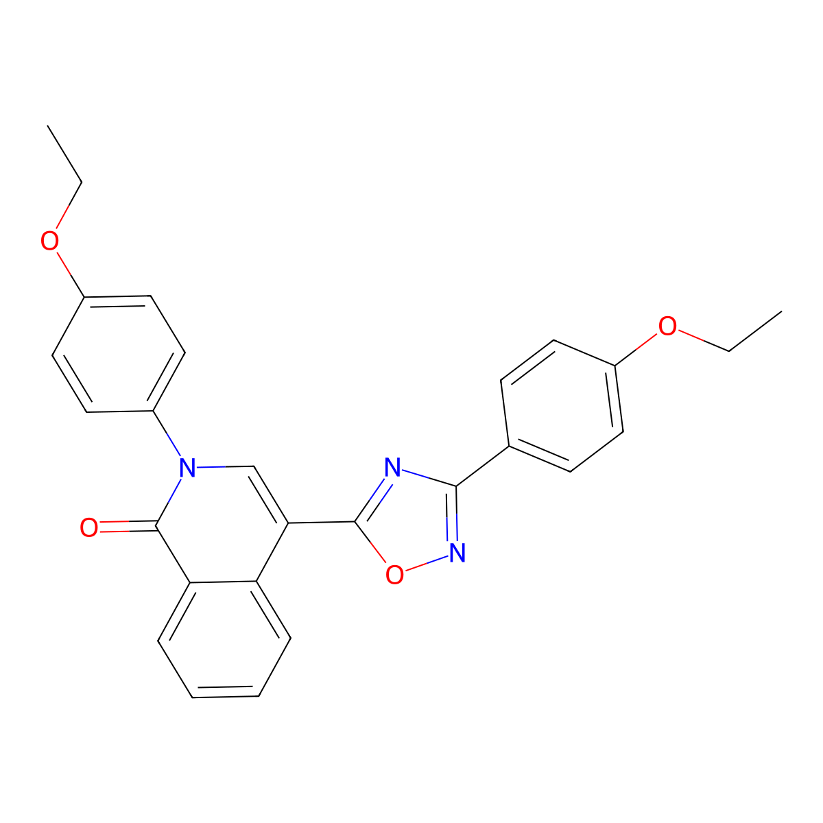 2-(4-ethoxyphenyl)-4-(3-(4-ethoxyphenyl)-1,2,4-oxadiazol-5-yl)isoquinolin-1(2H)-one molecular structure, CAS 1358090-07-9