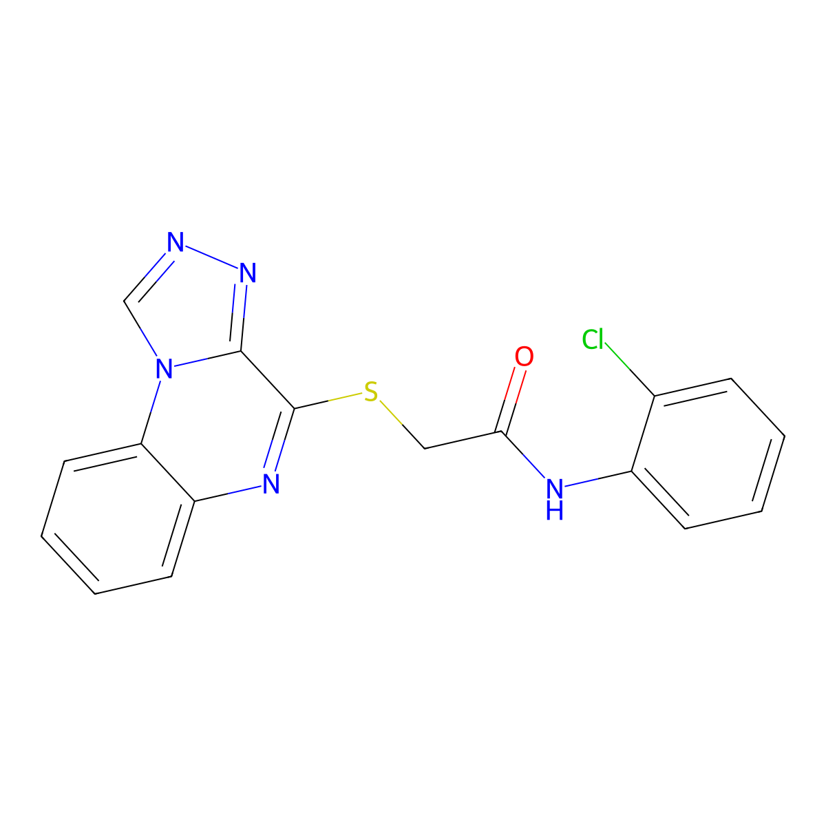 2-([1,2,4]triazolo[4,3-a]quinoxalin-4-ylthio)-N-(2-chlorophenyl)acetamide molecular structure, CAS 1358098-07-3