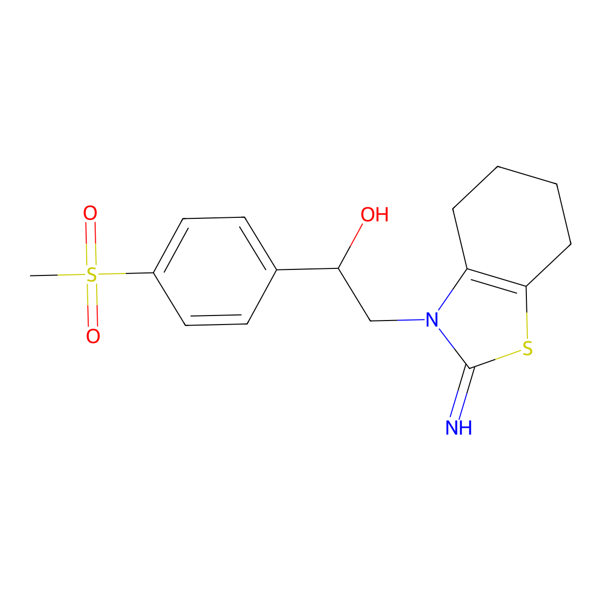 3(2H)-Benzothiazoleethanol, 4,5,6,7-tetrahydro-2-imino-alpha-(4-(methylsulfonyl)phenyl)- molecular structure, CAS 13581-52-7