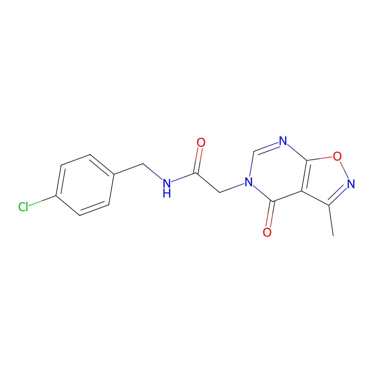 N-(4-chlorobenzyl)-2-(3-methyl-4-oxoisoxazolo[5,4-d]pyrimidin-5(4H)-yl)acetamide molecular structure, CAS 1358101-25-3