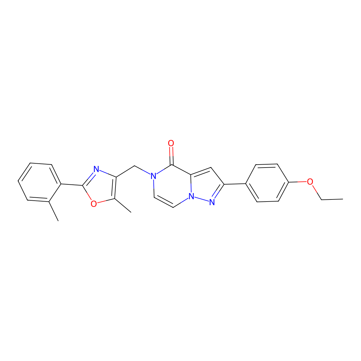 2-(4-ethoxyphenyl)-5-((5-methyl-2-(o-tolyl)oxazol-4-yl)methyl)pyrazolo[1,5-a]pyrazin-4(5H)-one molecular structure, CAS 1358101-70-8