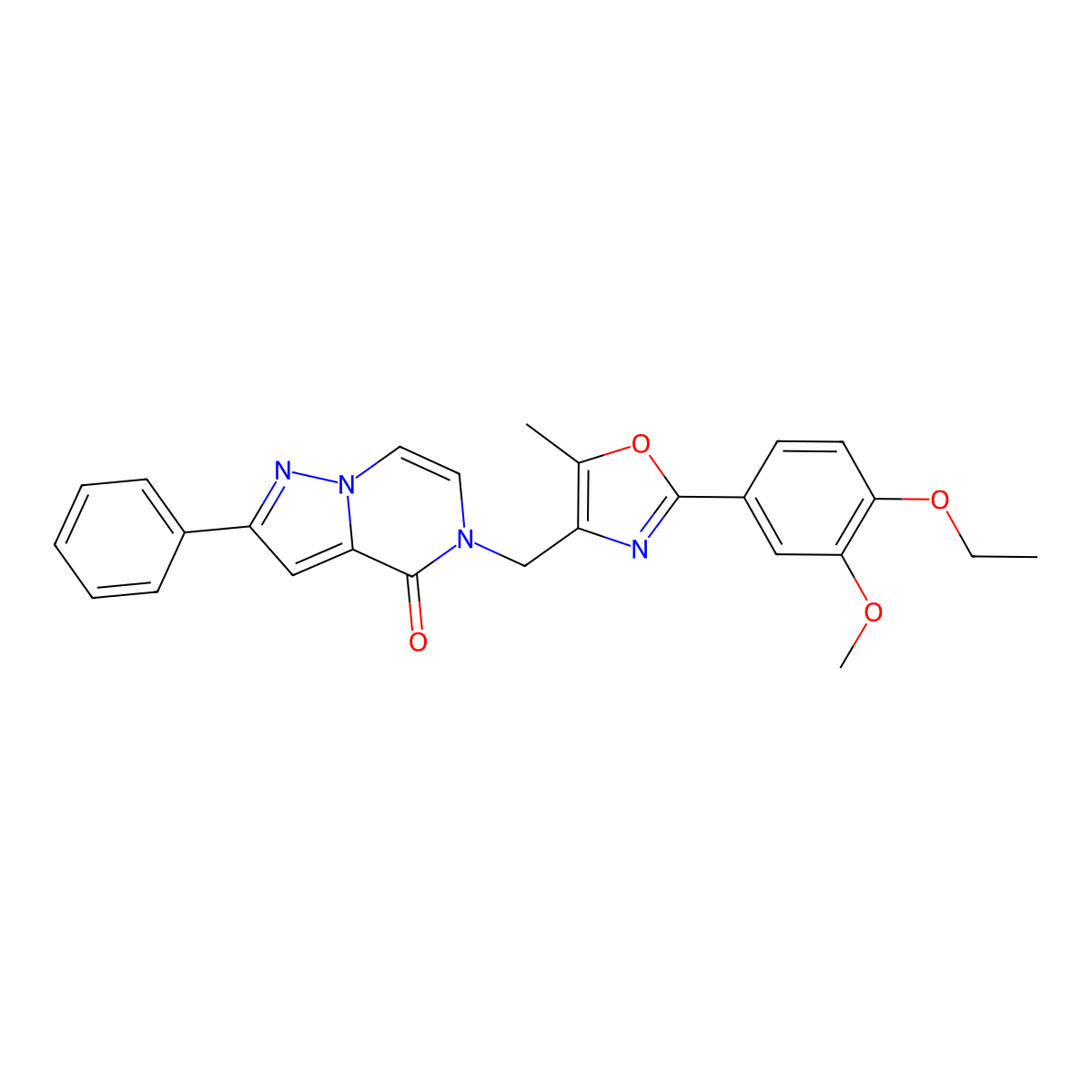 5-((2-(4-ethoxy-3-methoxyphenyl)-5-methyloxazol-4-yl)methyl)-2-phenylpyrazolo[1,5-a]pyrazin-4(5H)-one molecular structure, CAS 1358101-82-2