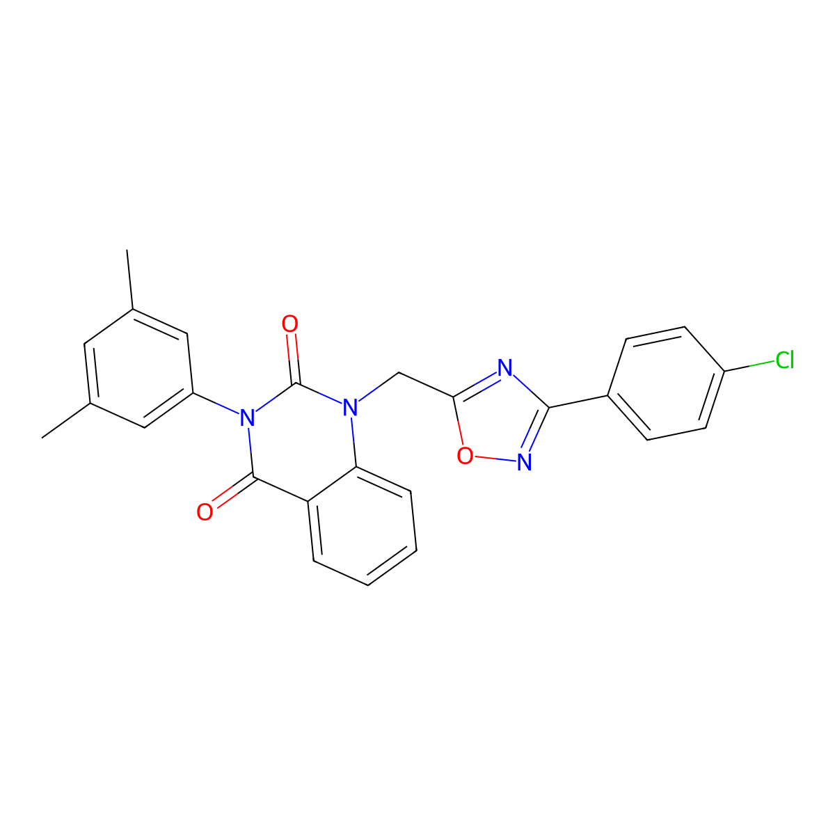 1-((3-(4-chlorophenyl)-1,2,4-oxadiazol-5-yl)methyl)-3-(3,5-dimethylphenyl)quinazoline-2,4(1H,3H)-dione molecular structure, CAS 1358107-72-8