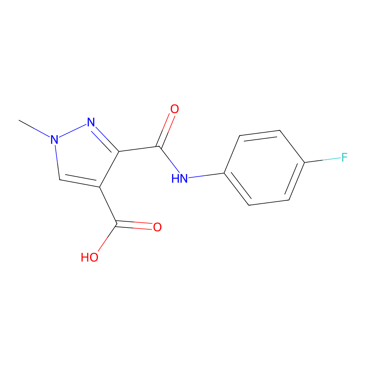 3-[N-(4-fluorophenyl)carbamoyl]-1-methylpyrazole-4-carboxylic acid molecular structure, CAS 135811-04-0