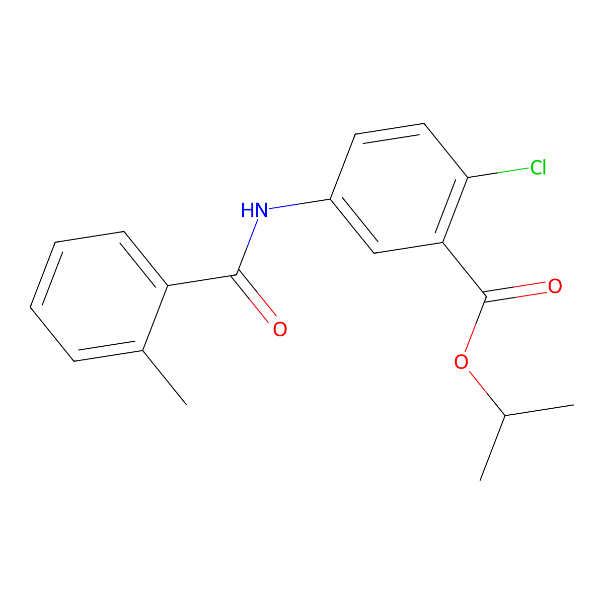Isopropyl 2-chloro-5-[(2-methylbenzoyl)amino]benzoate molecular structure, CAS 135812-25-8