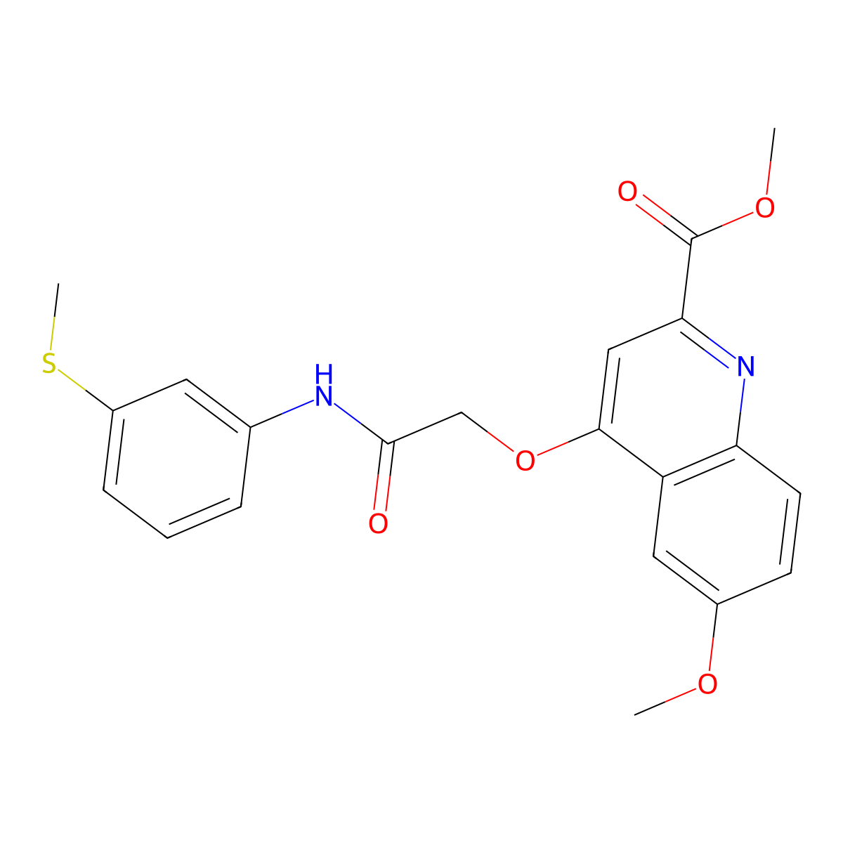Methyl 6-methoxy-4-({[3-(methylsulfanyl)phenyl]carbamoyl}methoxy)quinoline-2-carboxylate molecular structure, CAS 1358124-30-7