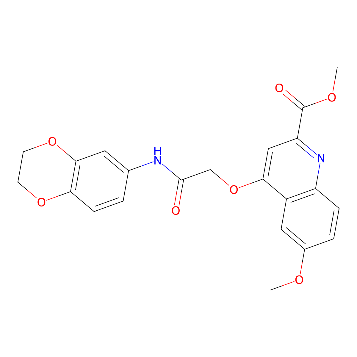 Methyl 4-{[(2,3-dihydro-1,4-benzodioxin-6-YL)carbamoyl]methoxy}-6-methoxyquinoline-2-carboxylate molecular structure, CAS 1358124-38-5