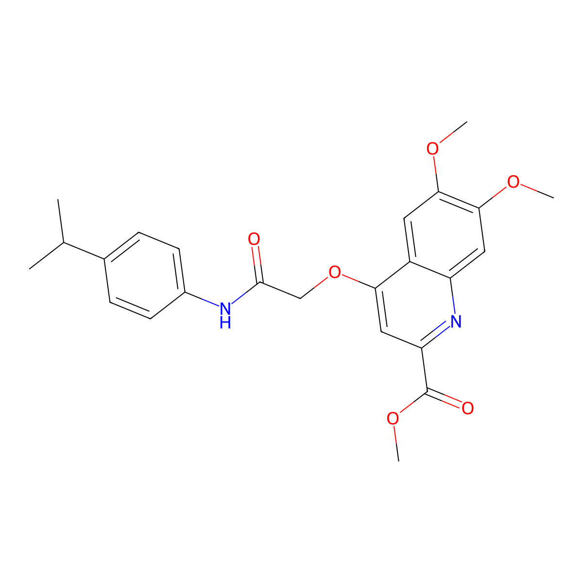 Methyl 6,7-dimethoxy-4-({[4-(propan-2-yl)phenyl]carbamoyl}methoxy)quinoline-2-carboxylate molecular structure, CAS 1358125-06-0