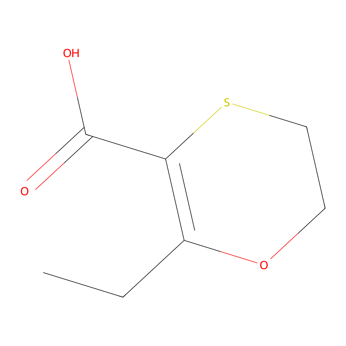 2-Ethyl-5,6-dihydro-1,4-oxathiine-3-carboxylic acid molecular structure, CAS 135813-39-7