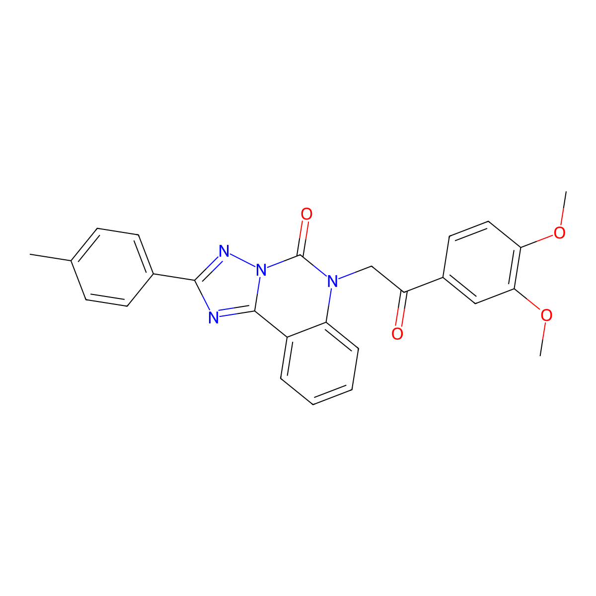 6-[2-(3,4-dimethoxyphenyl)-2-oxoethyl]-2-(4-methylphenyl)-5H,6H-[1,2,4]triazolo[1,5-c]quinazolin-5-one molecular structure, CAS 1358158-36-7