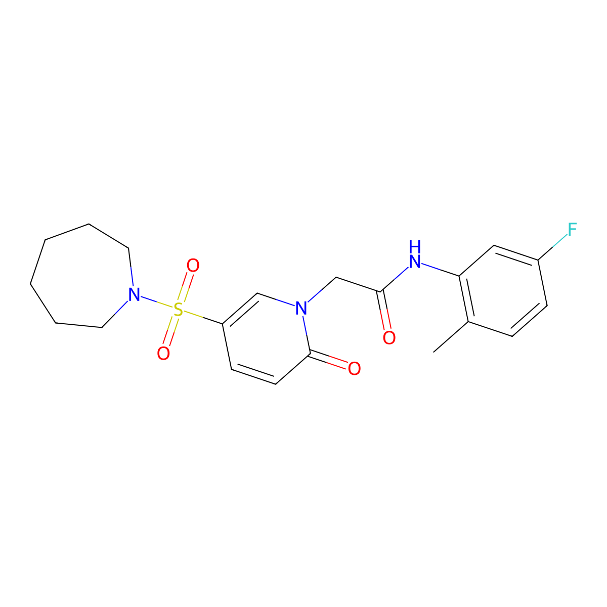 2-[5-(azepane-1-sulfonyl)-2-oxo-1,2-dihydropyridin-1-yl]-N-(5-fluoro-2-methylphenyl)acetamide molecular structure, CAS 1358159-86-0