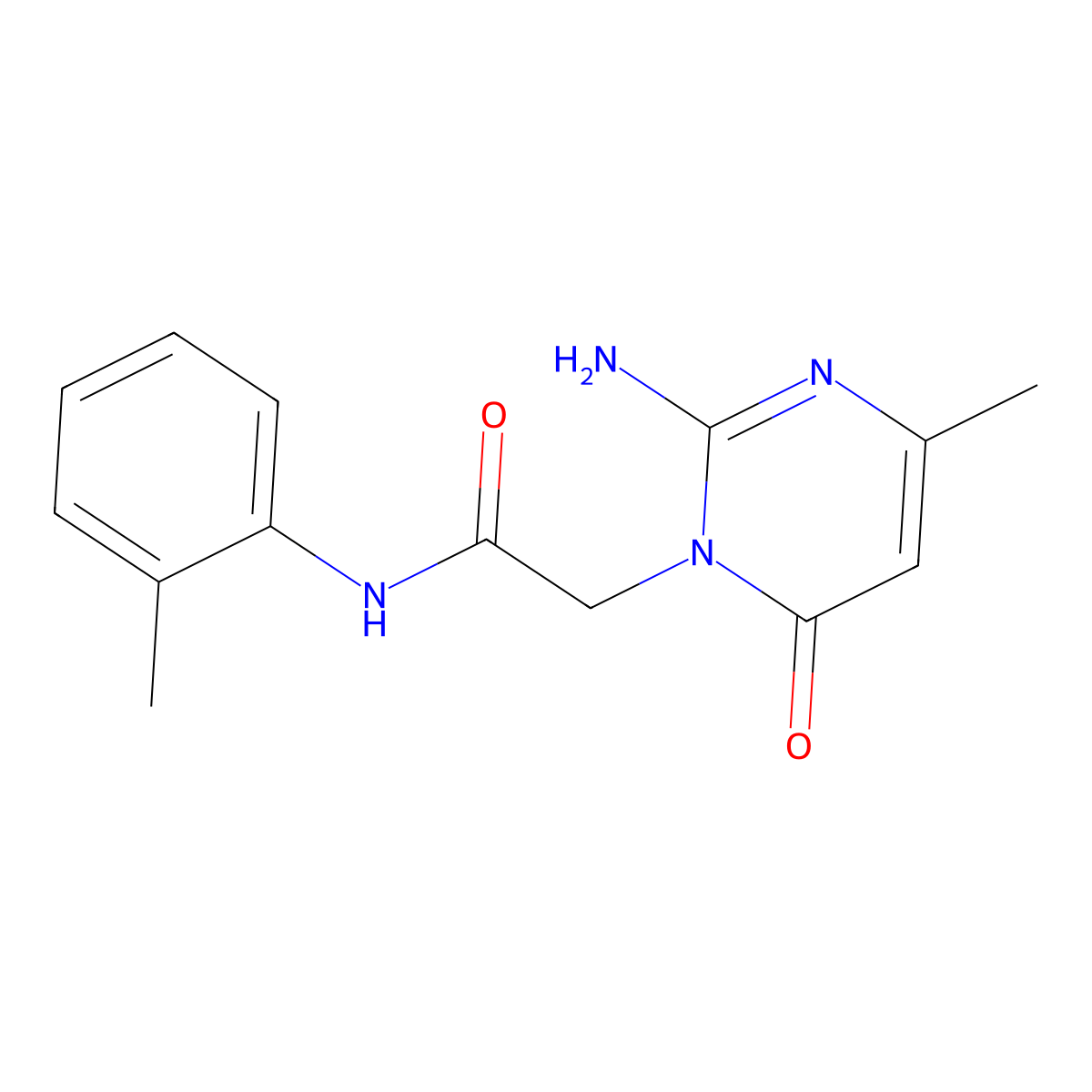 2-(2-amino-4-methyl-6-oxo-1,6-dihydropyrimidin-1-yl)-N-(2-methylphenyl)acetamide molecular structure, CAS 1358164-97-2