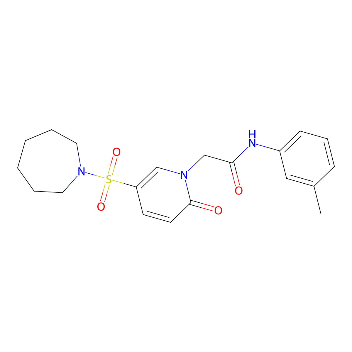 2-[5-(azepane-1-sulfonyl)-2-oxo-1,2-dihydropyridin-1-yl]-N-(3-methylphenyl)acetamide molecular structure, CAS 1358165-43-1