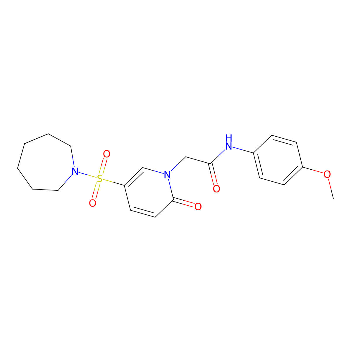 2-[5-(azepane-1-sulfonyl)-2-oxo-1,2-dihydropyridin-1-yl]-N-(4-methoxyphenyl)acetamide molecular structure, CAS 1358165-53-3